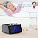 LATME-Alarm-Clock-Radio-for-Heavy-Sleepers W Dual Alarms,3.2'' Digital Display and Dimmer,7 Alarm Sounds,Snooze,2 USB Ports,Bedside FM Radio Clocks with Temp for Bedrooms/Kitchen/Office (Black-Blue)