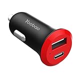 Yoobao USB C Car Charger Plug USBC Car Charger Dual Port 5V / 3A Compatible iPhone X/8 Plus/8, Google Pixel, Oneplus 5T/5/3, Nexus 5X/6P, Samsung Galaxy, LG V30/V20