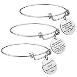 Best Friend Gift Charm Bracelet - 3 PCS Stainless Steel Expendable Inspirational Bangle Bracelets BFF Jewelry Set Christmas Gifts Graduation Gifts Birthday Gifts