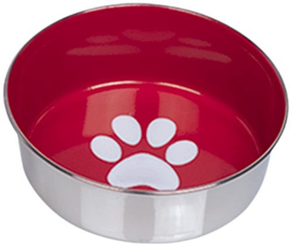 Nobby Heavy Paw Anti-Slip Stainless Steel Bowl, 13.5 cm, Red/Silver