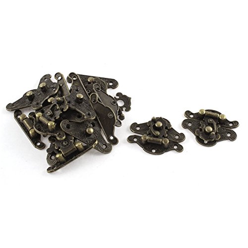 Uxcell a15060800ux0273 37mmx27 mm Retro Style Box Cabinet Hook Lock Lid Latch (Pack of 10)
