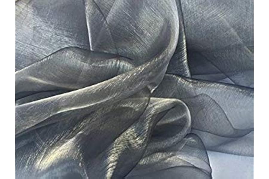 MDS® Pack of 5 Yard Sheer Organza Fabric for Wedding Party Home Event Banquet Decorations, Backdrop Curtain Craft Dress Sewing Fashion DIY Crystal Organza Tulle Fabric Bolt 44” Wide - Silver Gray