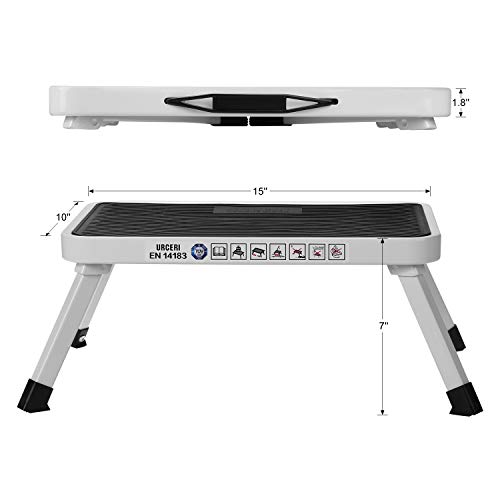 URCERI Folding Steel Step Stool with Non-Skid Plastic Platform Portable Lightweight One Step Ladder with Built-in Handle and Max Load 330 lbs. for Adults Seniors Kids to use at Home Bathroom Kitchen - Thumbnail 3