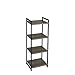 Household Essentials 4 Tier Storage Tower Shelf with Metal, Grey Shelves – Black Frame, Ashwood