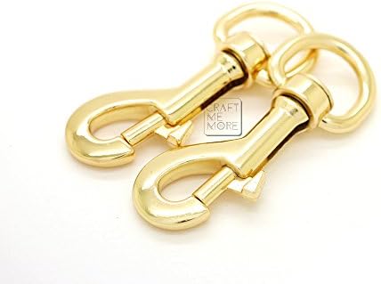 CRAFTMEmore 2PCS 58 x 24 mm Swivel Round Eye Slide Bolt Snap Hook Keychains Purse Accessories Hardware (Gold)