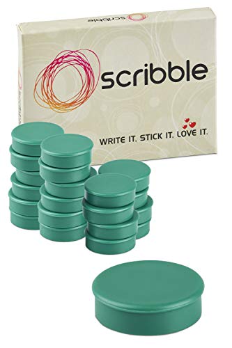 Scribble Office Magnets, 1 Inch, Green (20 Pack), Colorful Round Refrigerator Magnets, Perfect for Whiteboards, Lockers & Fridge