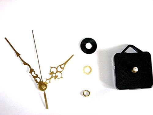 Ashleys workshop ticking quartz clock movement (Long spindle) and hand set (98mm, Gold)