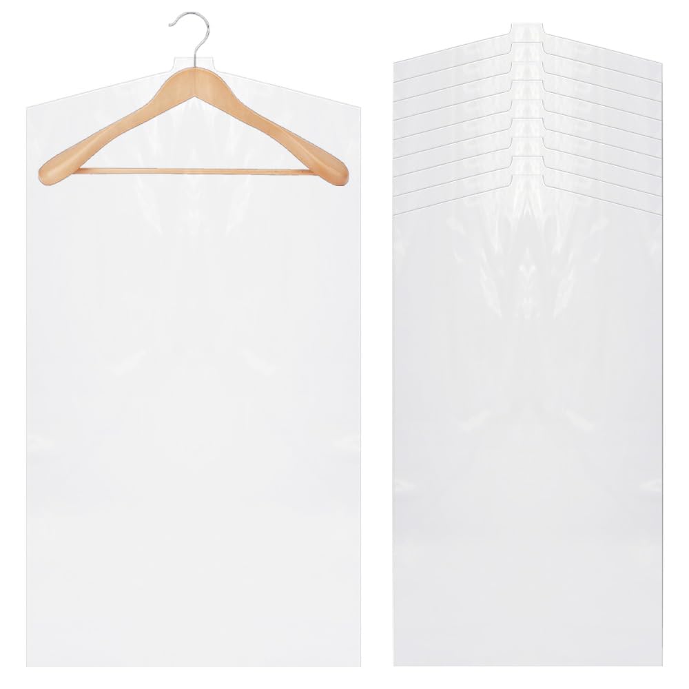 CEEYSEE 20 Pcs Clothes Covers Protector 60x90cm Dry Cleaning Bags Clear Garment Bags Garment Dust Shield Hanging Clothes for Dresses Bags Garment Bags Dress Suits Covers (60 * 90cm/FCZ)