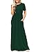 DEARCASE Maxi Dress for Women Dark Green XX-Large Crewneck Short Sleeves Wedding Guest A-line Casual Loose Party Vintage Spring Summer Beach Long Dresses with Pockets