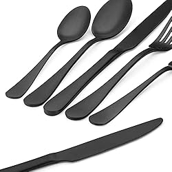 Matte Black Silverware Set,SHARECOOK Satin Finish
