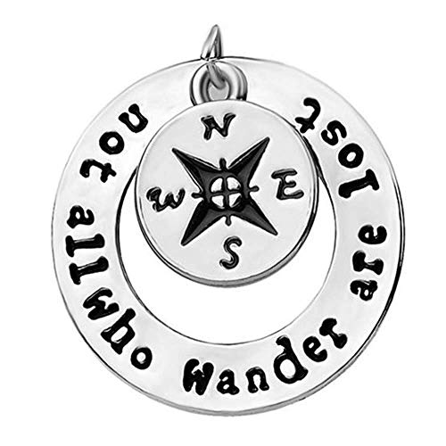 Travel Keychain - Not All Who Wander Are Lost - Compass - Camping Key Chain - Swivel Keyring & Clip - Thumbnail 3