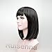 RUISENNA Women Black Bob Wigs Synthetic Yaki Hair Wigs Short Straight wig 100% Heat Resistant Fiber Wigs For African American