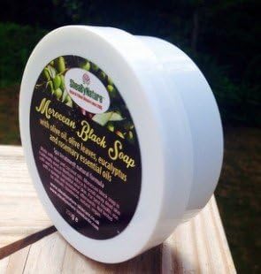Moroccan Black Soap with Eucalytus and Rosemary Ideal for Body Scrubbing. Helps to Get Rid of Dead Skin Cells. 250g (8.8oz)