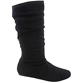 Wells Collection Womens Boots Soft Slouchy Flat Low Heel Mid-Calf Under Knee High