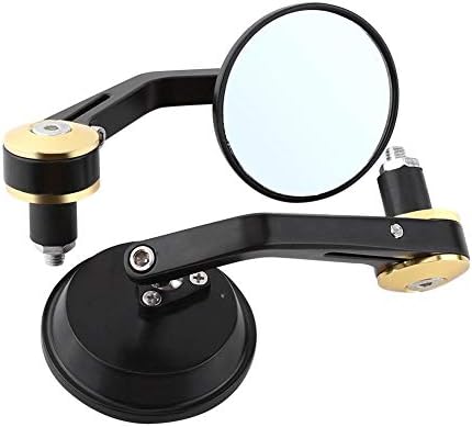 7/8" Rear View Mirrors Motorcycle Handlebar Bar End Rear View Mirrors Anti-glare Round 1 Pair Universal Side Mirrors for Motorcycle Motorbike Scooter(gold)
