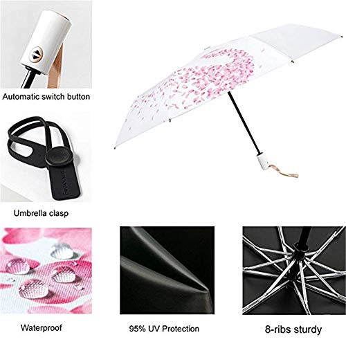 Outdoor Travel Sun & Rain UV Protection Parasol Umbrellas Lightweight Folding Auto Open Close Cute Rain Protection Golf Umbrella for Women - Thumbnail 4