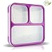 MUNCHBOX Bento Lunch Box - Sleek Edition (Purple) Ultra-Slim Tray Style Leakproof 3-Compartment with Air Tight Seal - Prevents Contents from Mixing and Spilling - Microwavable - Dishwasher Friendly - For Kids & Adults.