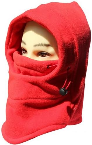 Ayygift 6-in-1 Unisex Fleece Neck Warmers Hoods Mask Ski Balaclava/Motor Helmet Hat (Red)