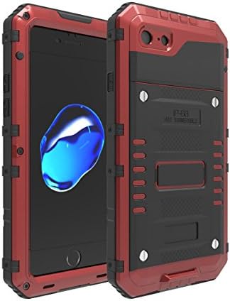 iPhone 7 Case, IP68 Waterproof Shell Aluminum Extreme Shockproof Dust/Dirt Proof Resistant With Gorilla Glass Case, Military Heavy Duty Armor Case For Apple iPhone7 (Red, 7 4.7")