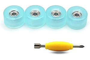 SAIKOOWA 4pcs Apex 68D Urethane Fingerboard Wheels,7.5mm Diameter -ABEC-9 Ultra Spin Chrome Steel Bearings with 1pcs Fingerboard Tool (Transparent Blue)