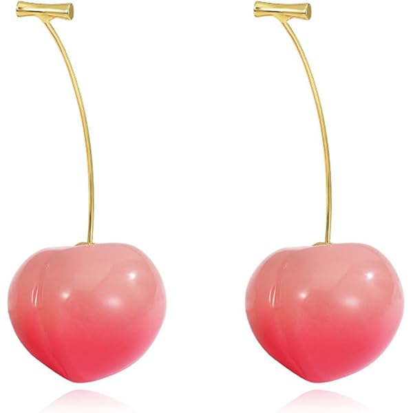 3D Red Cherry Dangle Earrings For Women Cute Acrylic India