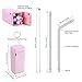 Collapsible Folding Straw, Oyrlize Stainless Steel Reusable Straw Portable Silicone Tip Metal Drinking Final Straw BPA Free with Magnetic Lid Keychain Case Cleaning Brush for Travel and Household