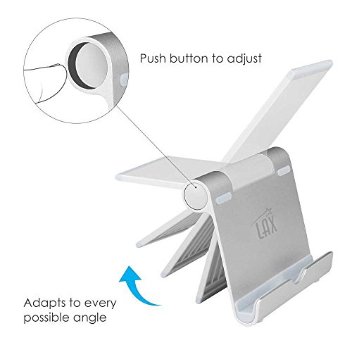 Adjustable Aluminum Tablet Stand for iPad, eReaders, and Smartphones (Silver)
