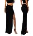 Annymall Women's Slim Side Split Open Leg Stretch Long Maxi Skirt Dress