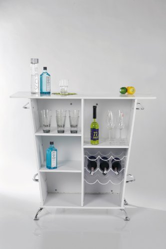 Kare Design Bar Lady Rock White, extravaganter Bartisch, Bartresen mit aufwendiger Rautensteppung, Bartheke mit viel… – Bild 5