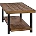 P PURLOVE Coffee Table Rustic Style Solid Wood+MDF and Iron Frame Rectangle Coffee Table for Living Room with Storage Shelf Easy Assembly (Brown)