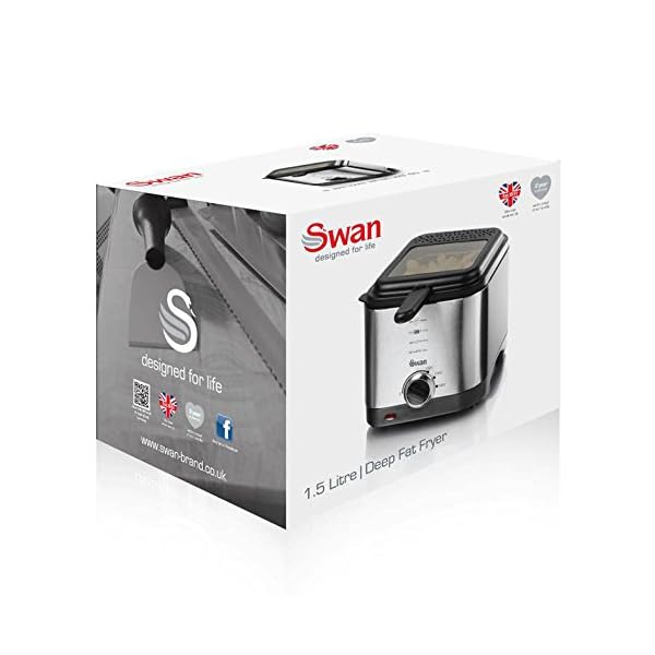 Swan-15-litre-Stainless-Steel-Fryer-with-Viewing-Window-Easy-Clean-and-Adjustable-Temperature-Control-900-W-Silver-SD6060N Swan 1.5 litre Stainless Steel Fryer with Viewing Window, Easy Clean and Adjustable Temperature Control - 900 W, Silver…