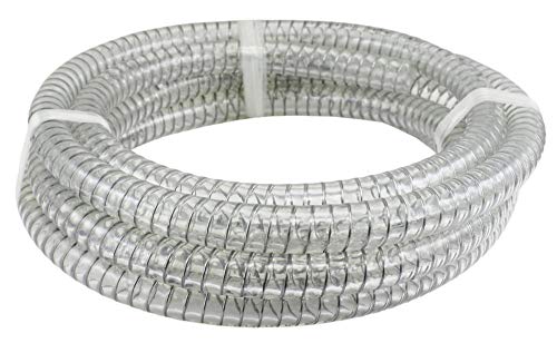 Duda Energy STpvc075-010ft 10' x 3/4 ID Steel Wire Suction PVC Flexible Tubing High Pressure Heavy Duty UV Chemical Resistant Vinyl Hose