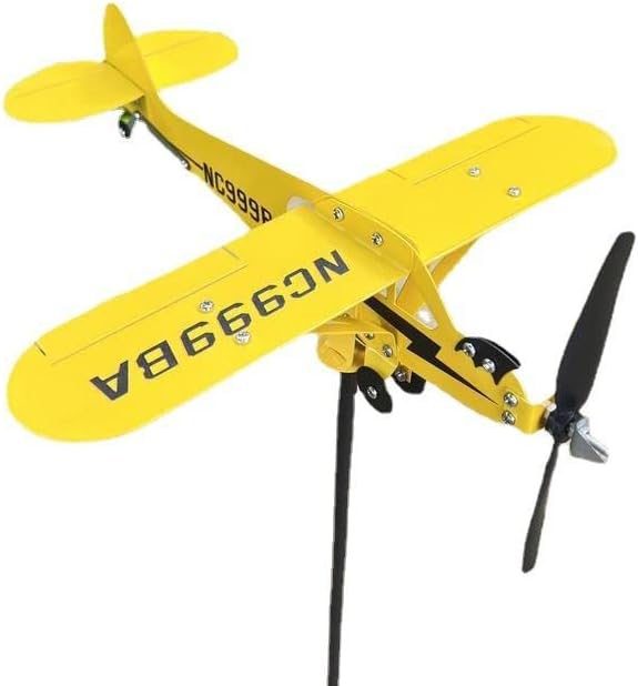 Weathervanes - 2023 New J3 Cub Airplane Weathervane, Airplane Metal Weathervane Windmill, Airplane Weather Vane Wind Spinner for Yard Garden Patio Lawn Roof, Gifts for Flight Lovers (Small: 7.87 x 7.08in)
