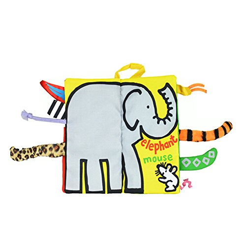 image for SUPOW Soft Cloth Books -Funny Animal Tails Cloth book Baby Toy Cloth D