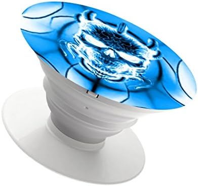 Cell Phone Holder Expanding Stand and Grip Pop Mount Sockets for smartphone and tablet iphone ipad (white)-blue ghost skull