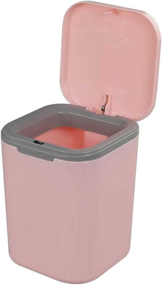 HOMMPTiny Countertop Trash Can, Push-button, 1/2 Gallon (Pink)