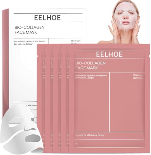 Bio Collagen Face Mask | Overnight Face Mask For Glass Glow Skin- Elasticity, Hydrating, Firming and Foisturizing | Gorean Glass Glow Skin | (1 count) 34gm X 4ea