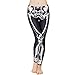 Ensasa Women's Fashion Digital Print Black White Skeleton Spandex Leggings (XX-Large, Black)