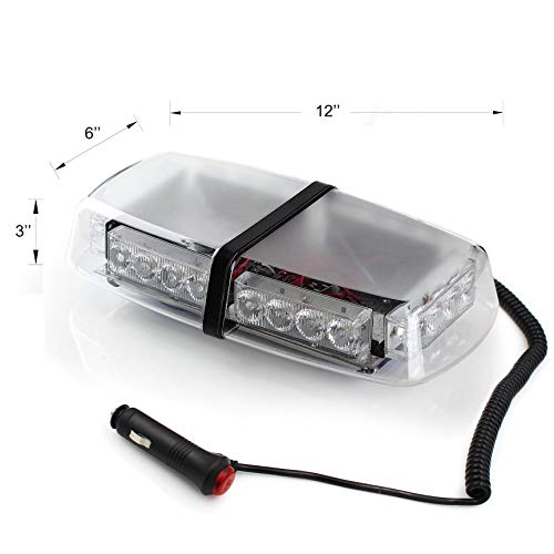 FOXCID Amber 24 LED Roof Top Mini Bar, Truck Car Vehicle Law Enforcement Emergency Hazard Beacon Caution Warning Snow Plow Safety Flashing Strobe Light with Magnetic Base (White & Amber) - Thumbnail 4