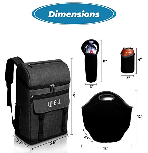LiFeel Cooler Backpack Set of 5 Pieces, Premium Insulated Backpack Cooler Materials, Totally Leakproof Waterproof, Soft and Lightweight, Perfect for Lunch Picnic Hiking Camping Beach Park Day Trips W - Thumbnail 6