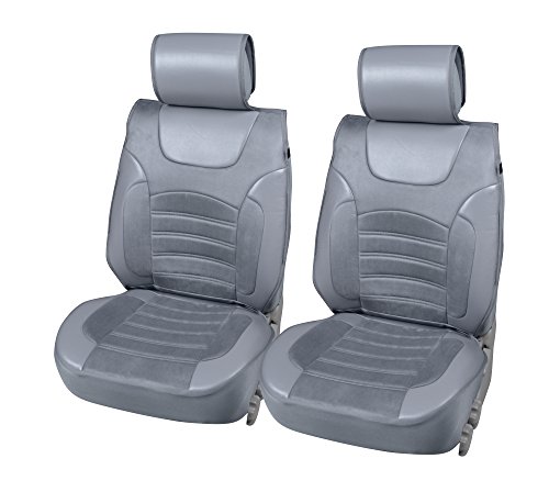 180202S Grey-2 Front Car Seat Cover Cushions Leather Like Vinyl