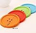 4pcs Cute Colorful Silicone Button Coaster Cup Mat Drink Placemat+Free Top-ishop Cable tie