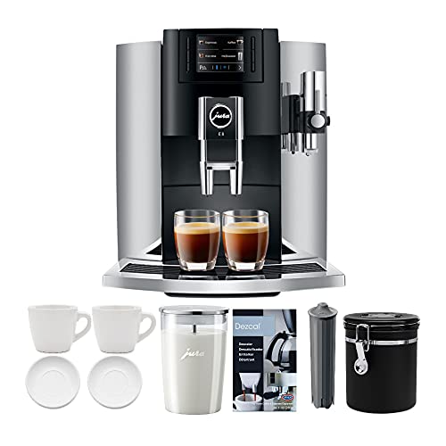 Jura 15271 E8 Smart Espresso Coffee Machine (Chrome) Bundle with Milk