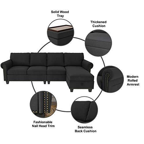 Nolany Convertible Sectional Sofa L Shape Couch with Storage Reversible