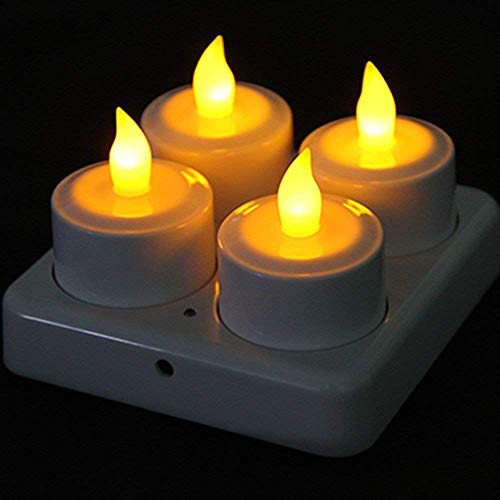 EuroFone kunststof led-kaarsen, oplaadbare waxinelicht, flikkerend, met oplaadstation, set van 4 (geel) - Afbeelding 5