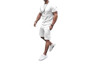 congluoki Men's Shirt and Shorts Set 2 Piece Outfits Fashion Summer Tracksuits Casual Sportwear Set