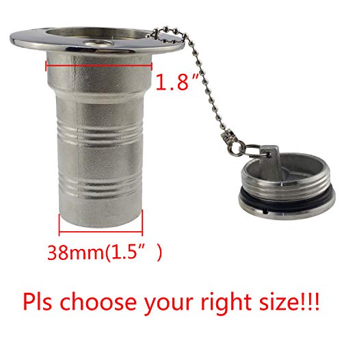 keehui Mirror-Like Polished 316 SS for 1-1/2''(38MM) Marine Boat Yacht Caravan Gas Tank Deck Fill/Filler with Keyless Cap - Thumbnail 4