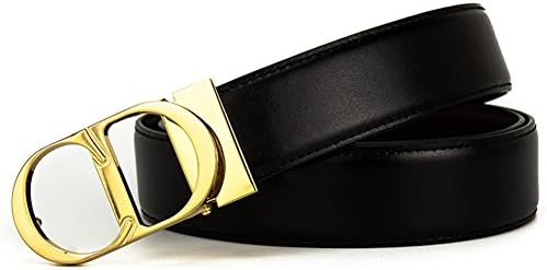 XiaoStone Men's Classic CD Smooth Buckle Real Leather Belt For Jeans