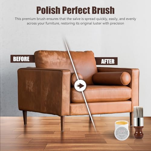 LUXGROVE® Leather & Furniture Repair Salve- Polisher, Leather Cleaner & Conditioner to Soften, Protect & Restore Leathercraft, Leathers Soap for Car Seat, Couch, Shoe, Purse, Boot & Saddles - 4oz