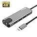 USB C Hub Adapter, Anble 5-in-1 USB Type C(Thunderbolt 3) Converter with HDMI 4K, 2 USB 3.0 Ports, USB C Power Charging, 1000M Gigabit Ethernet for MacBook Pro 2016/2017, Google Chromebook - Grey